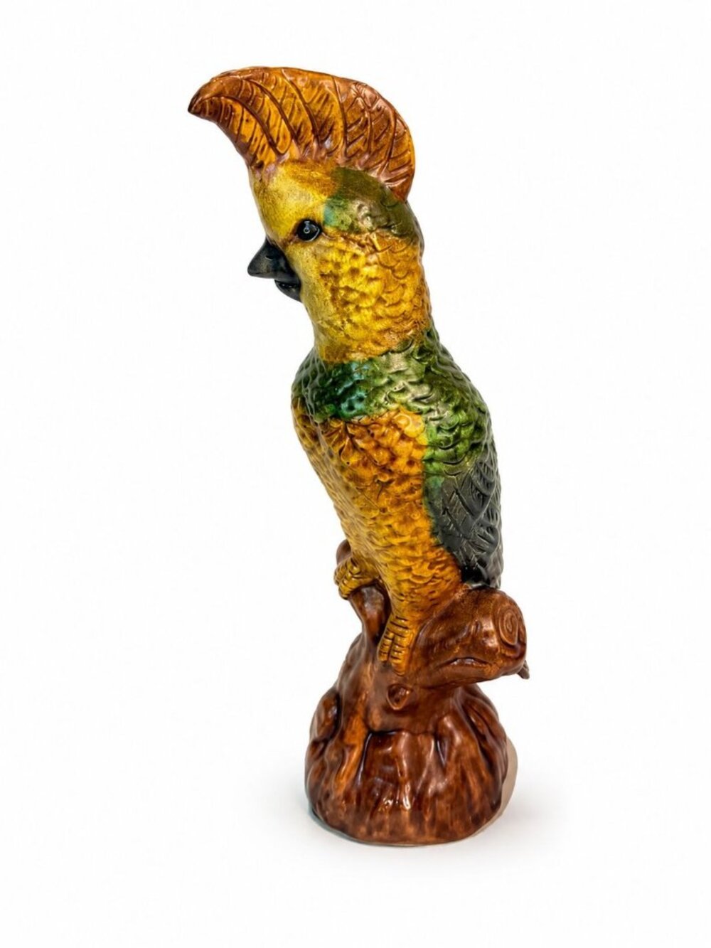 Majolica Cockatoo Statue Wildwood Accents Vintage Home Decor Decorative Accents